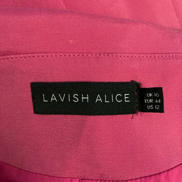 Lavish Alice Pink Fuchsia Double Breasted Button Ruffle Lapel Jacket Blazer - Picture 5 of 5